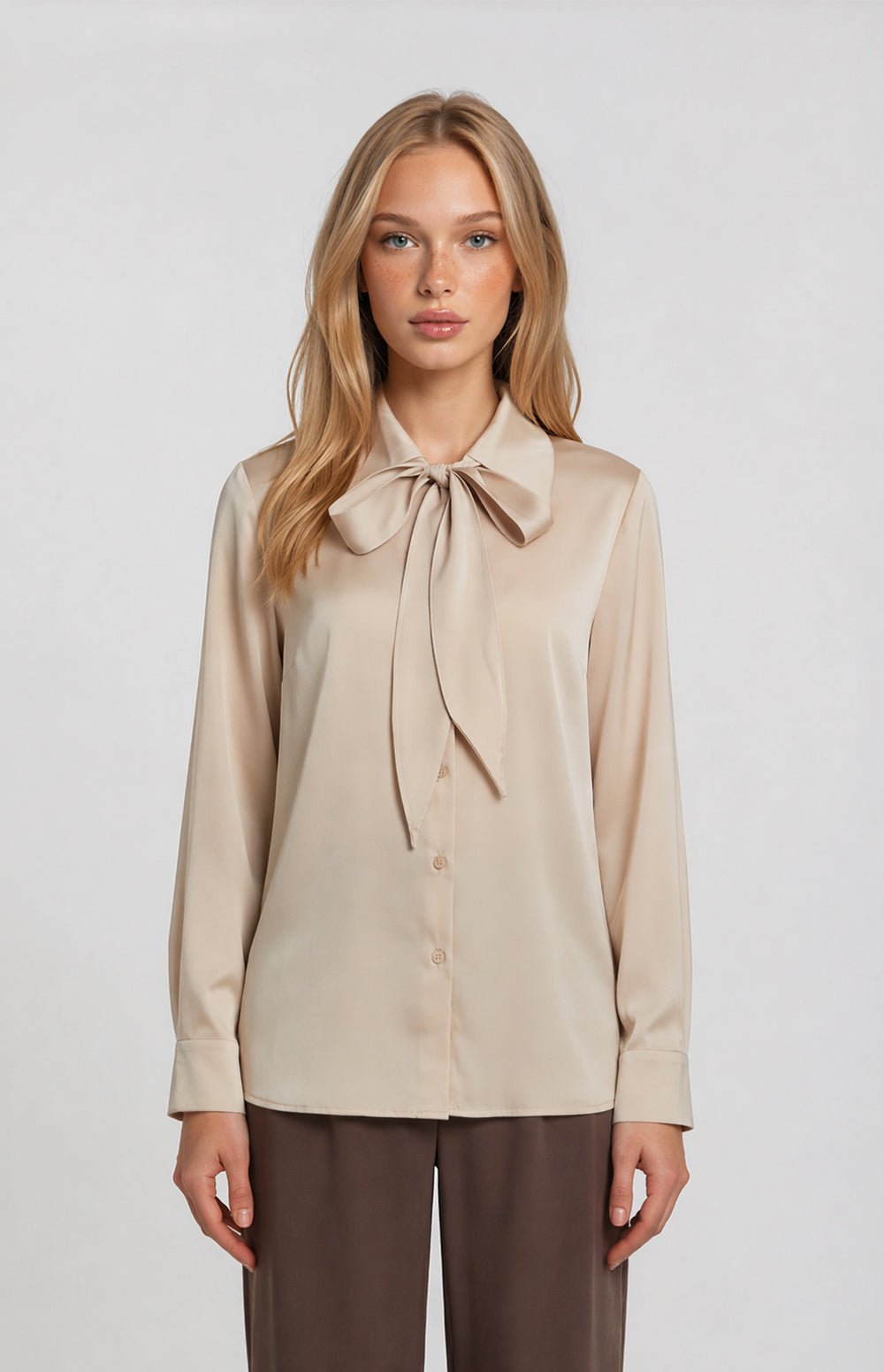 Colette Bow Blouse in Champagne - Image 2