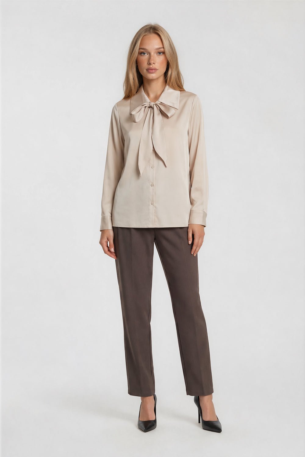 Colette Bow Blouse in Champagne - Image 5