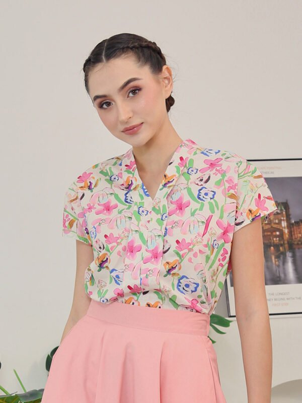 Addie Kimono Neckline Top in Pink Blossom