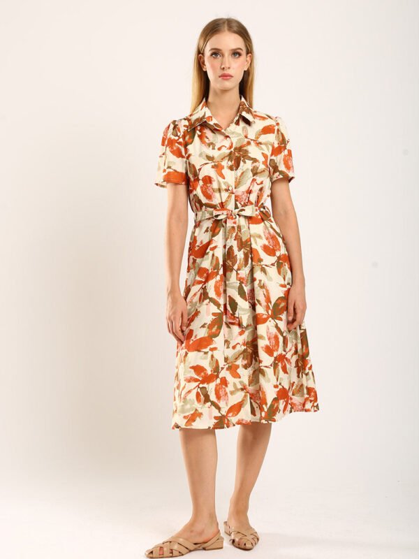 Carter Midi Dress in Brown Floral
