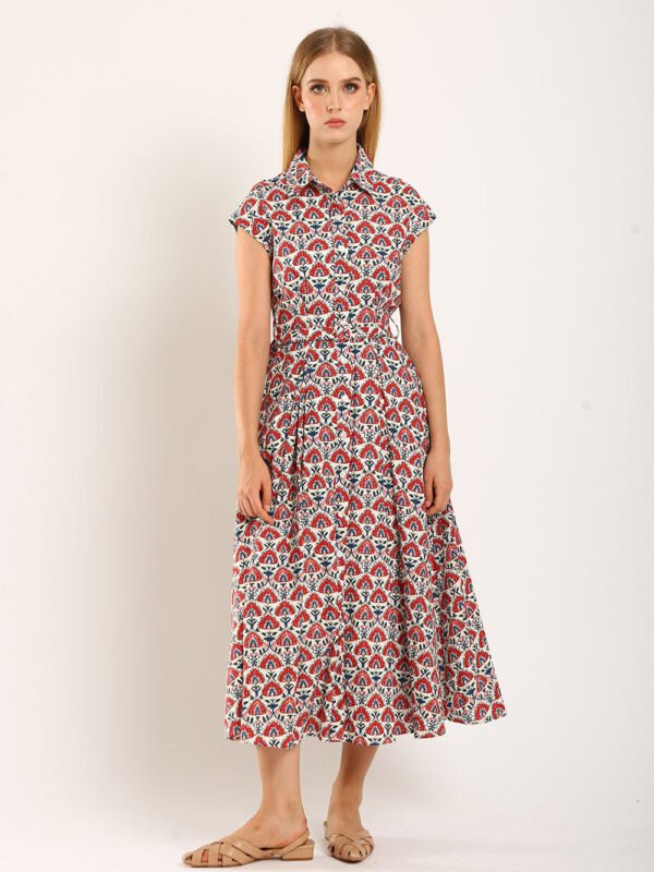 Dezza Midi Dress in Red Texture