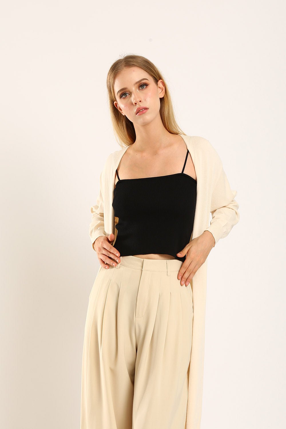 Tonie Long Knit Cardigan in Apricot - Image 5
