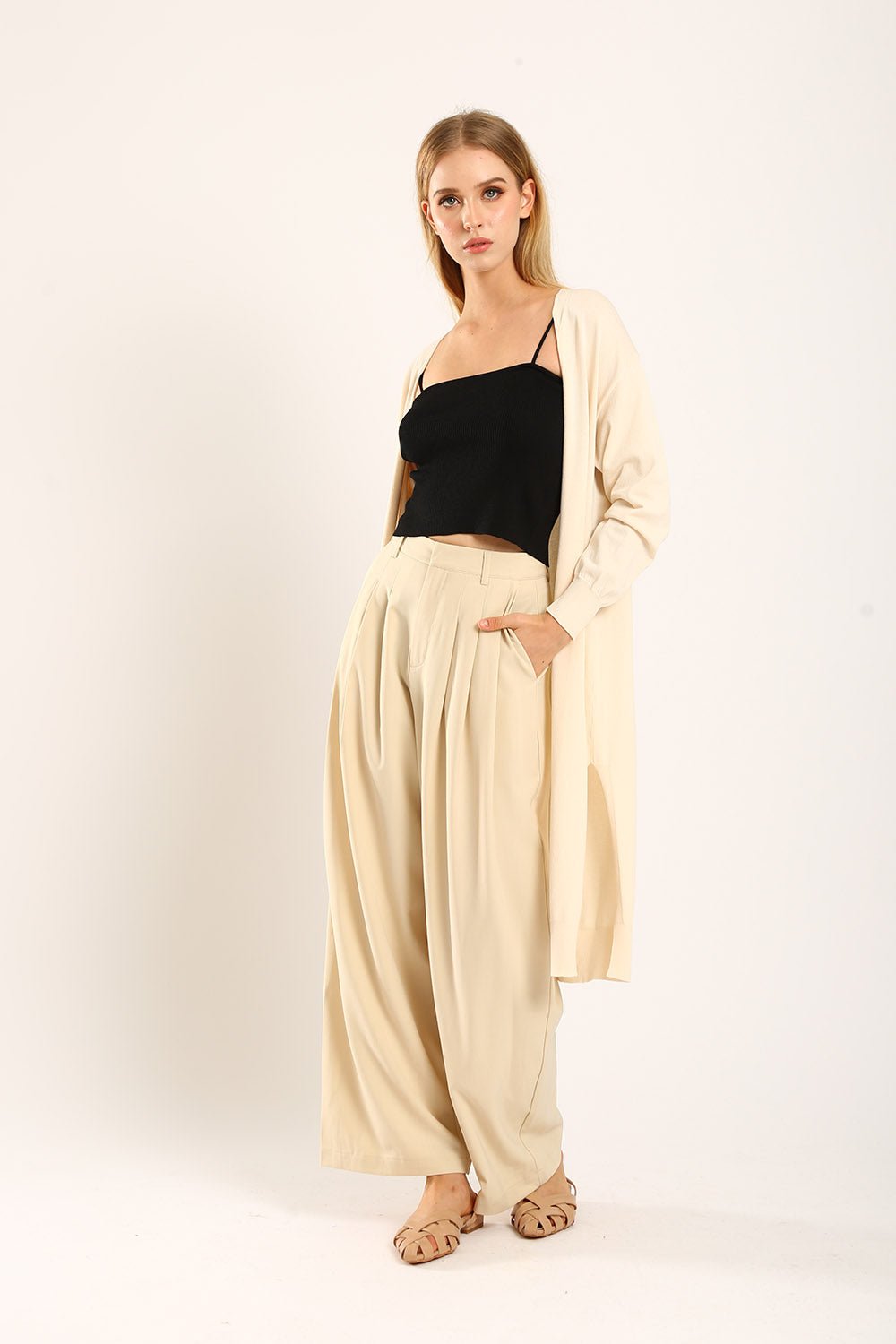 Tonie Long Knit Cardigan in Apricot - Image 7