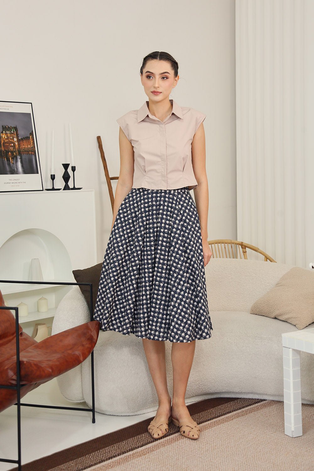 Dariela Maxi Skirt in Navy Geomatric - 圖片 2