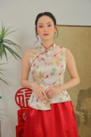 Emiko Brocade Oriental Top in Golden Garden