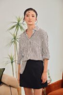 Amilea Striped Shirt in Black Sand
