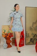 Cloud Whisper Cheongsam in Sky Mist Blue
