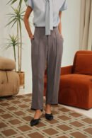 Corinne Essential Straight Pants in Grey