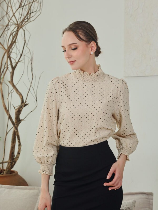 Mirelle Smocked Polka Top in Apricot Dots