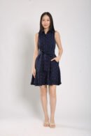 Danara Midi Dress in Navy Polka Dots