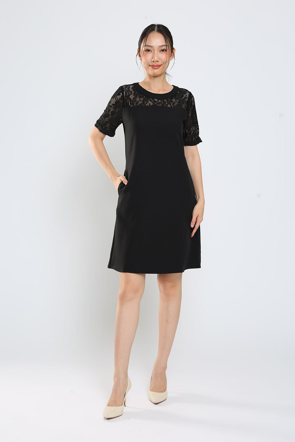 Kadin Shift Dress in Black Lace - Image 3