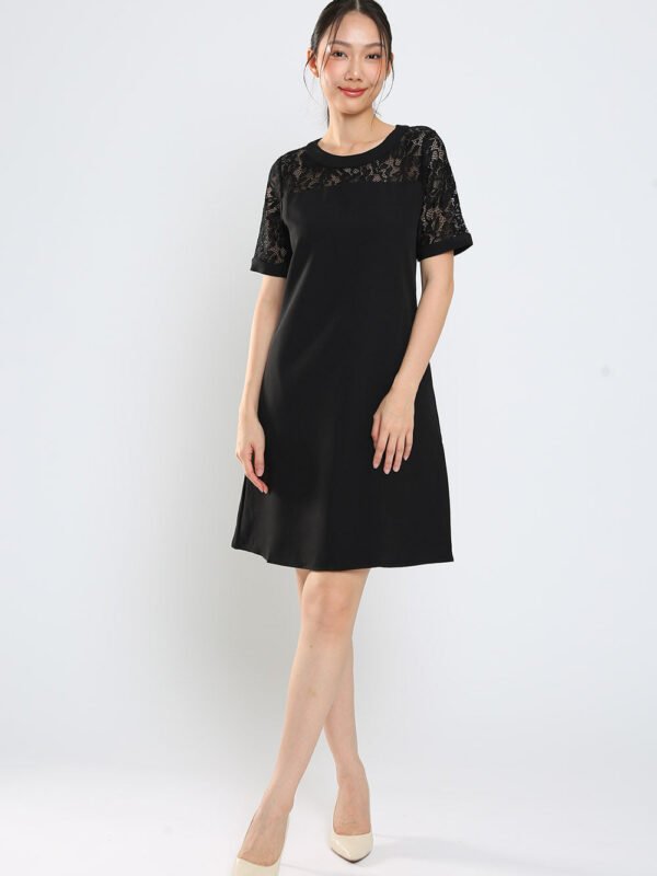 Kadin Shift Dress in Black Lace