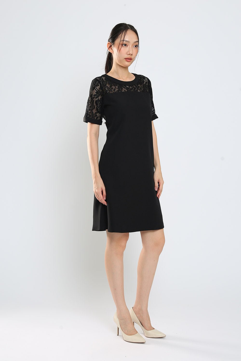 Kadin Shift Dress in Black Lace - Image 6