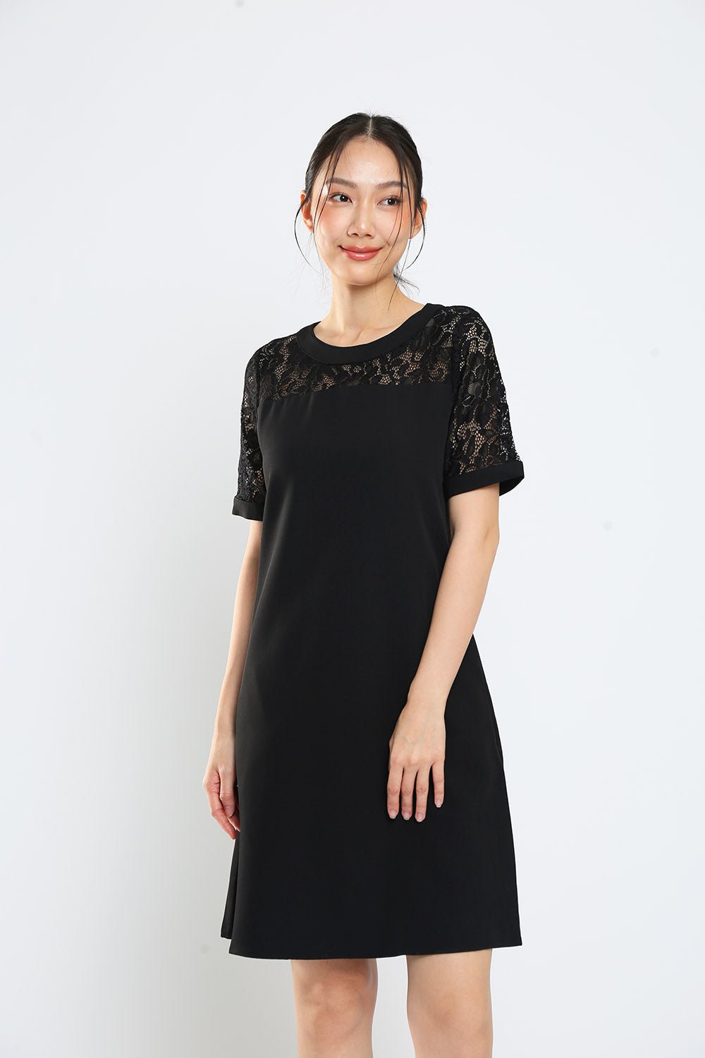Kadin Shift Dress in Black Lace - Image 9