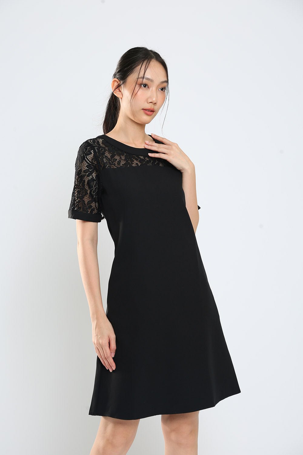 Kadin Shift Dress in Black Lace - Image 2