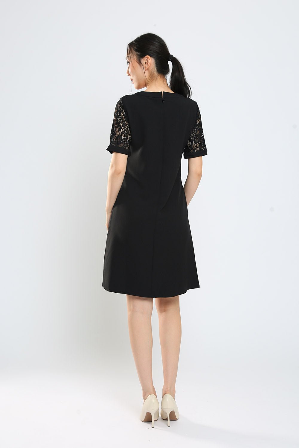 Kadin Shift Dress in Black Lace - Image 12