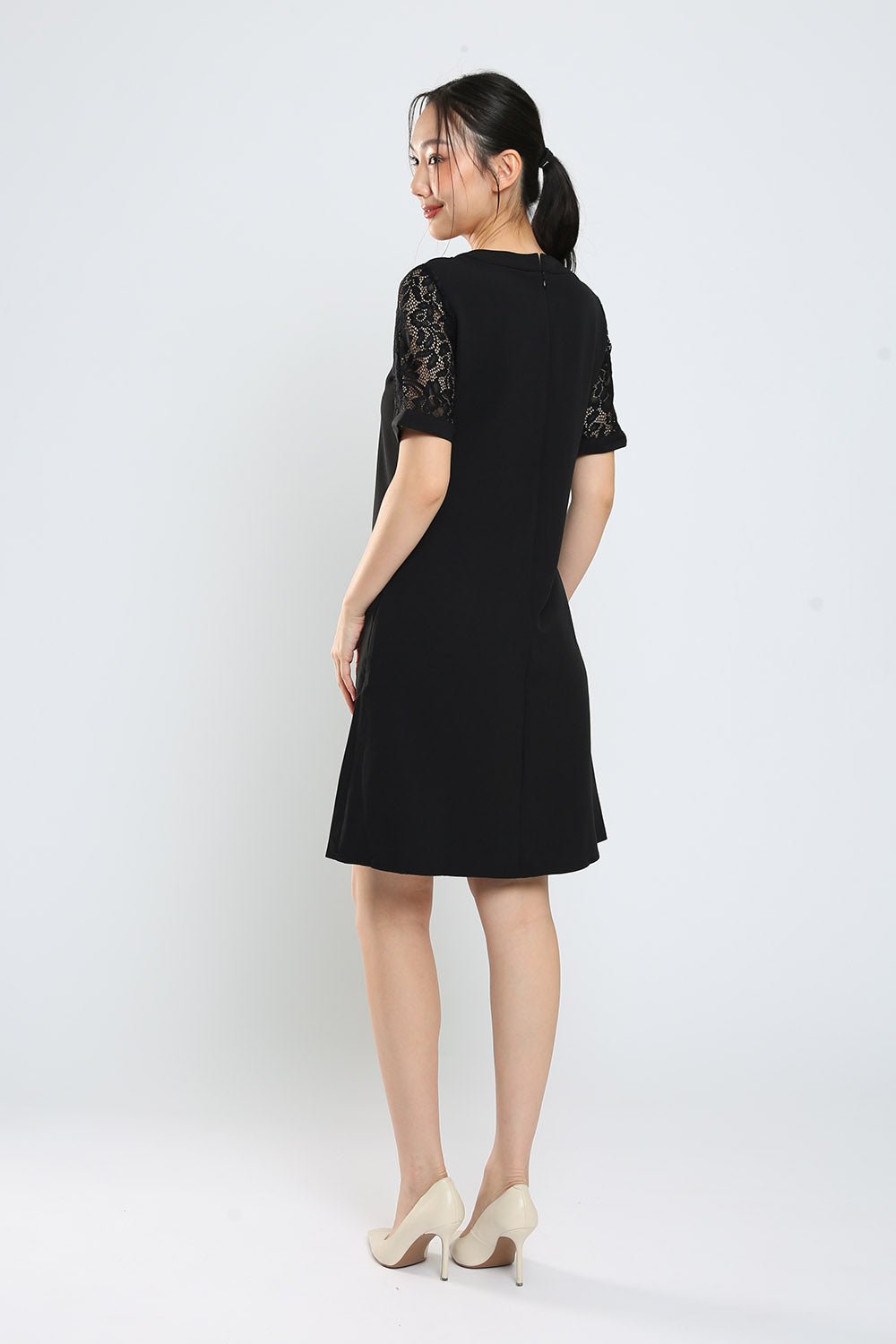 Kadin Shift Dress in Black Lace - Image 11