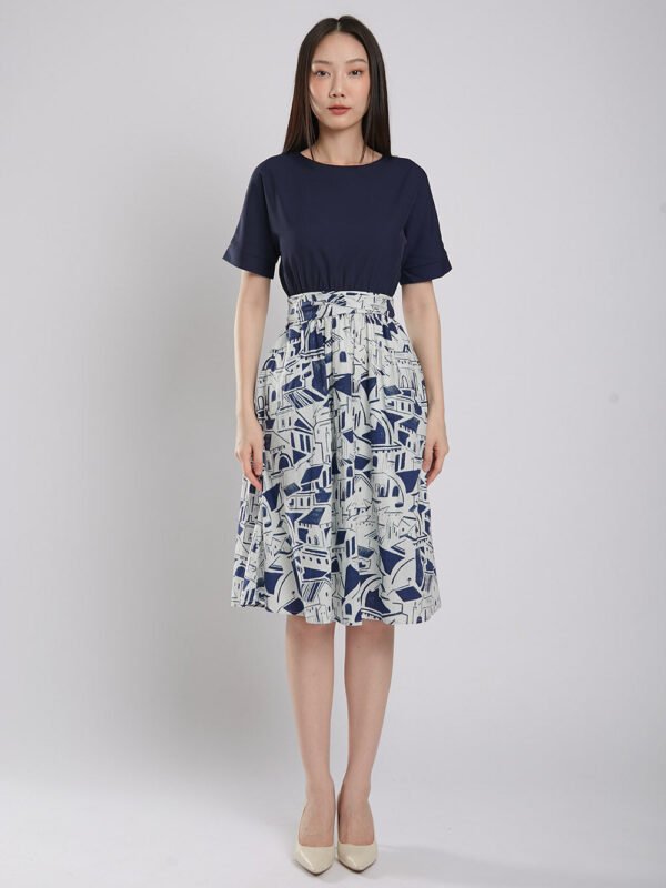 Sander Midi Dress in Navy Blue