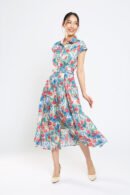 Dezza Midi Dress in Blue Floral Print