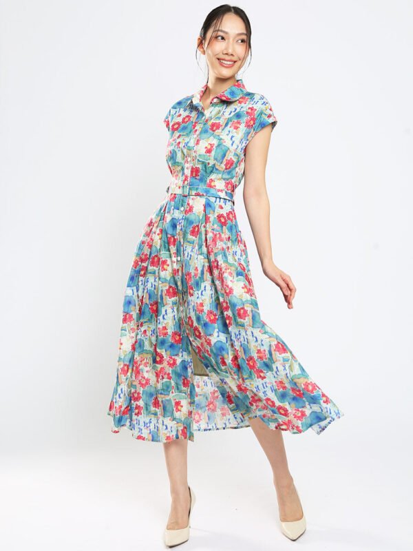 Dezza Midi Dress in Blue Floral Print