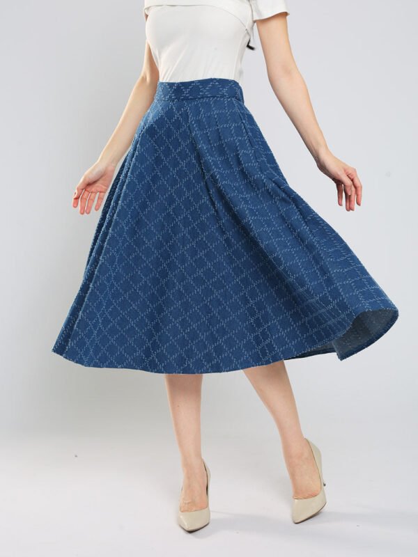 Ryland Weight Contrast-Stitching Denim Skirt
