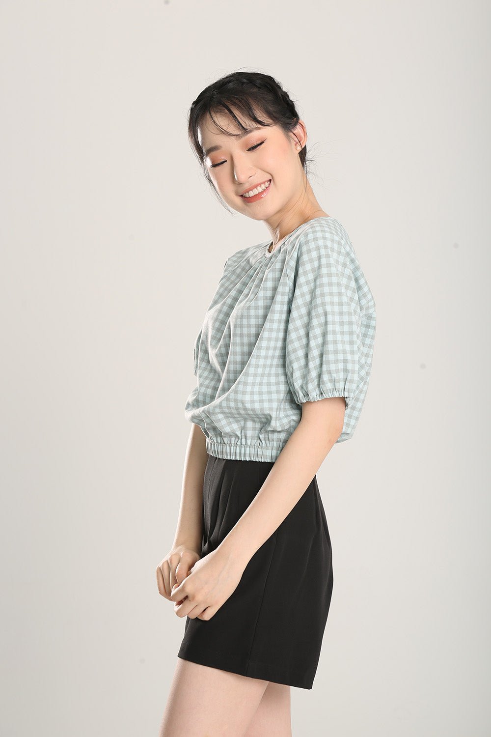 Rania Gingham Top in Sage – Bild 5