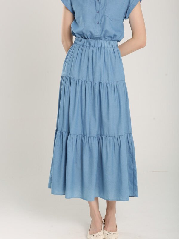 Lindea Tiered Skirts in Denim Blue