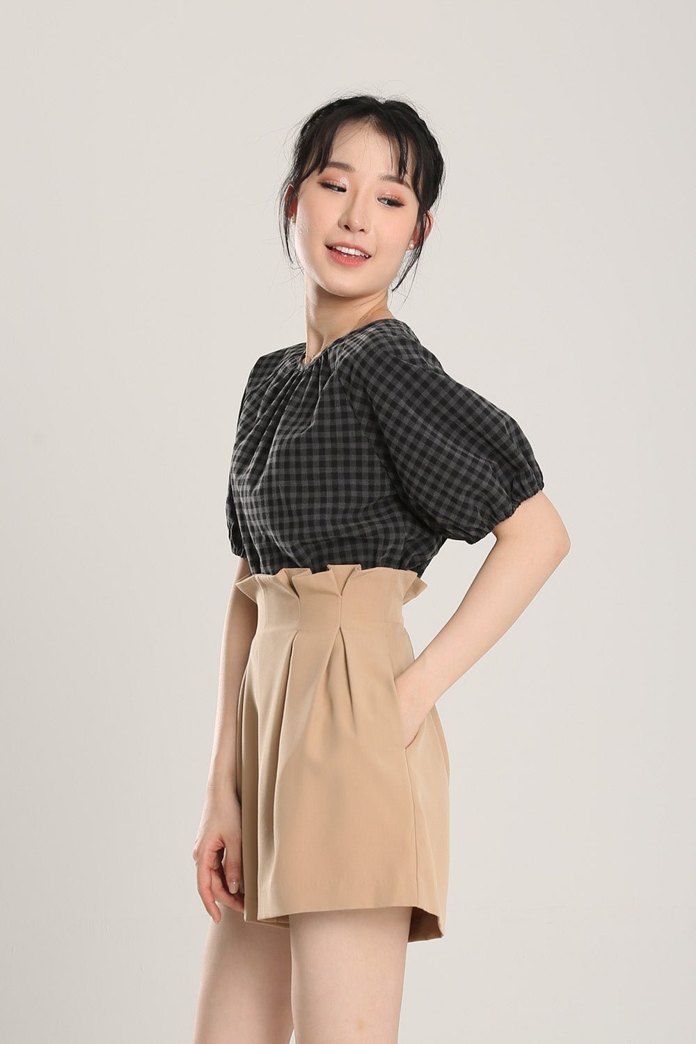 Rania Gingham Top in Black - 圖片 3