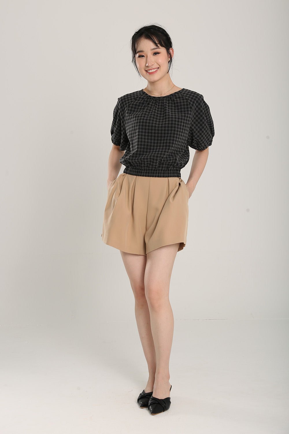 Rania Gingham Top in Black - 圖片 8