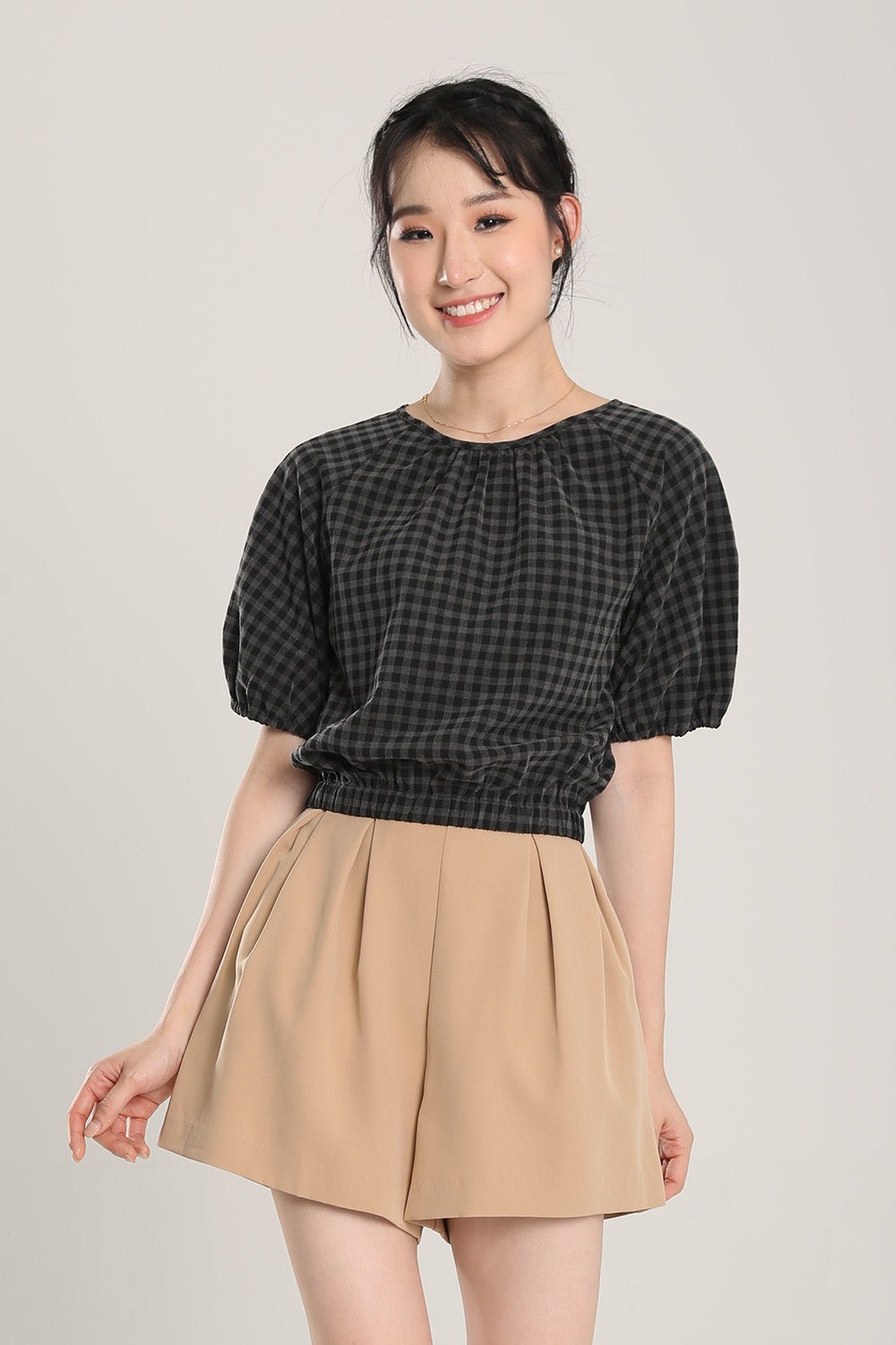 Rania Gingham Top in Black - 圖片 4