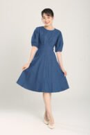 Jaelia Midi Denim Dress in Mid Wash