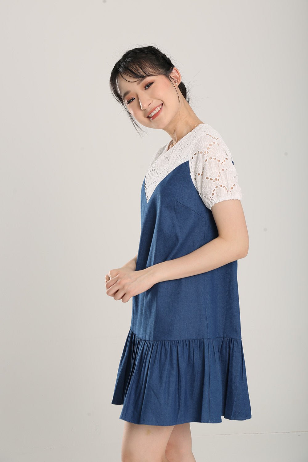 Liora Denim Dress in Dark Wash - Image 4