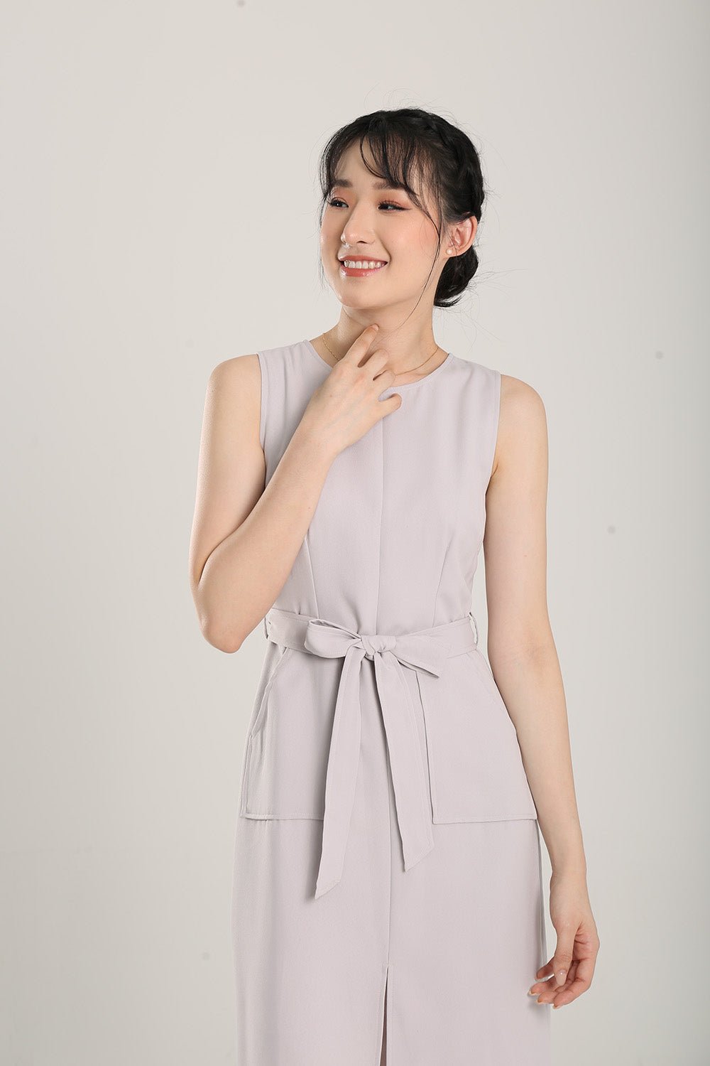 Anokhi Midi Dress in Grey - Imej 2