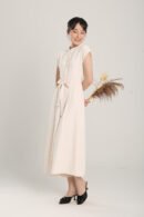Sofina Sashed Jumpsuit in Beige