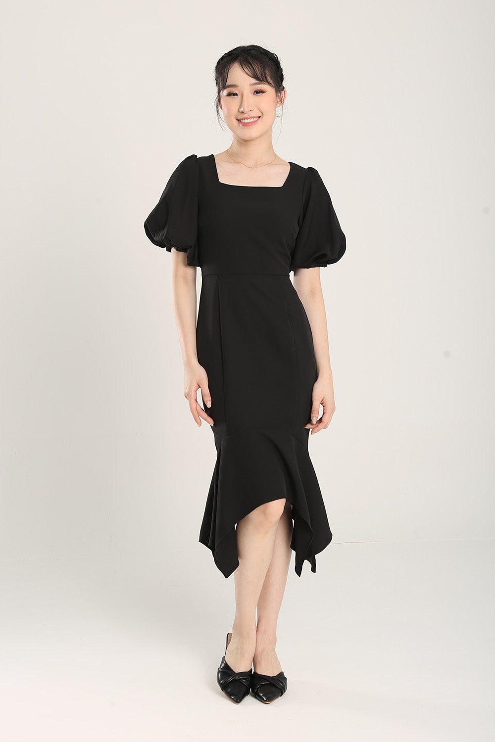 Margaux Mermaid Bodycon Dress in Black - Imej 4