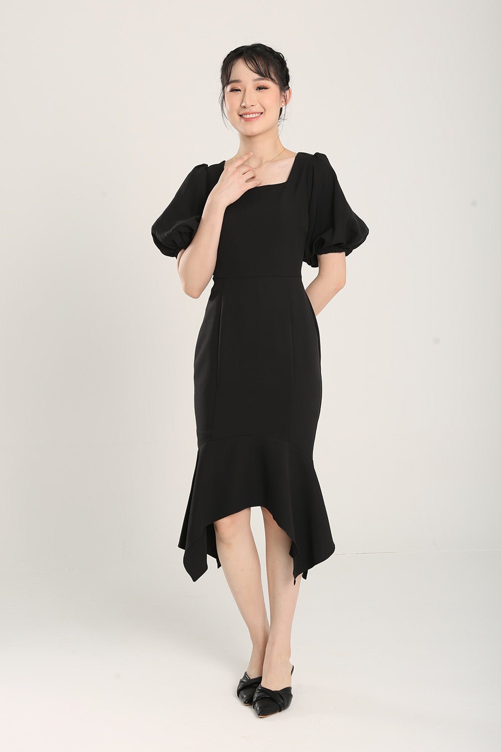 Margaux Mermaid Bodycon Dress in Black - Imej 5