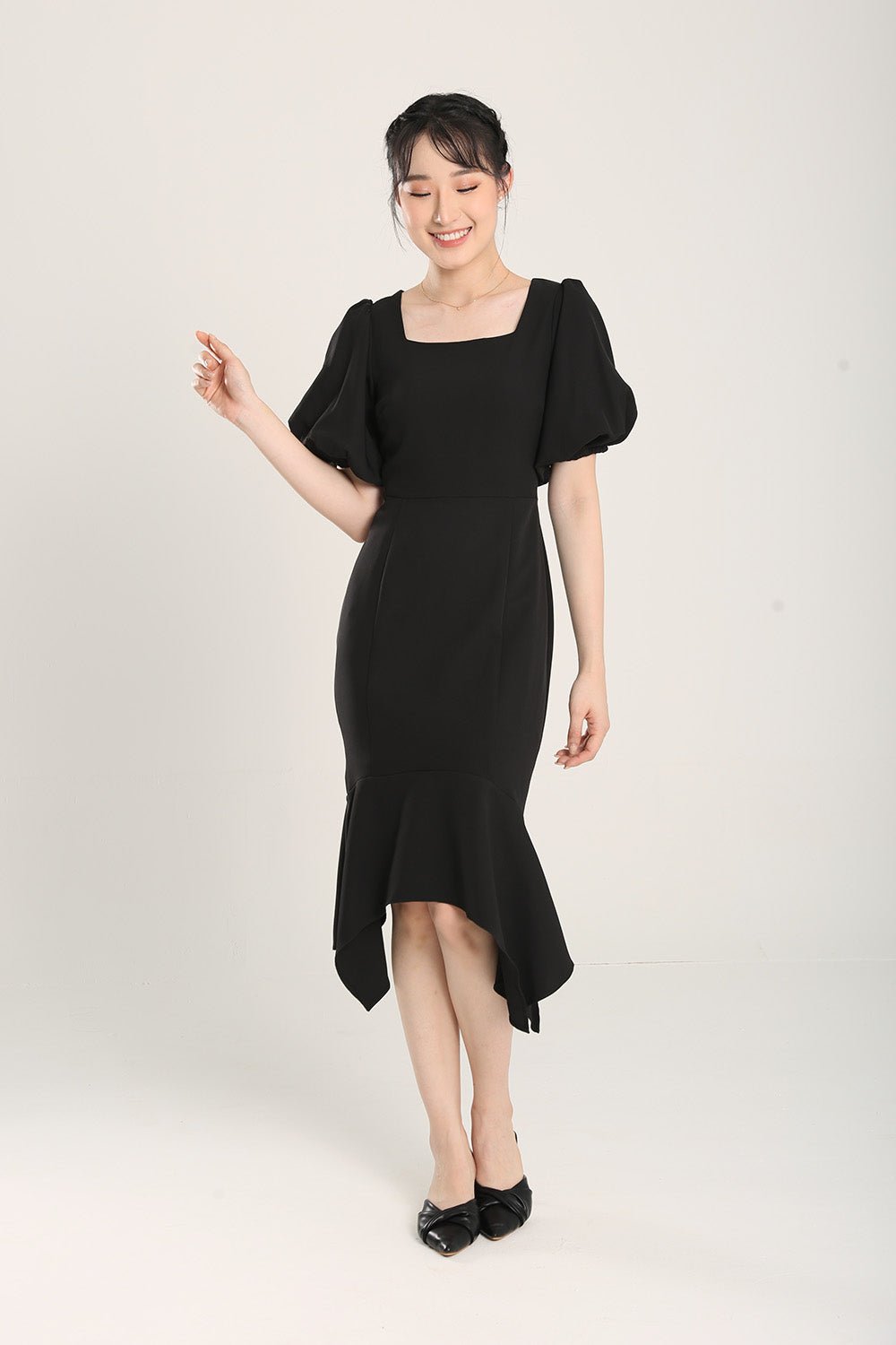 Margaux Mermaid Bodycon Dress in Black - Imej 6