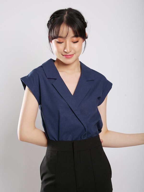 Maryanne Tailored Blouse in Navy Blue